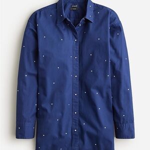 J. Crew Blue Button Down Shirt with Diamond Stud Accents